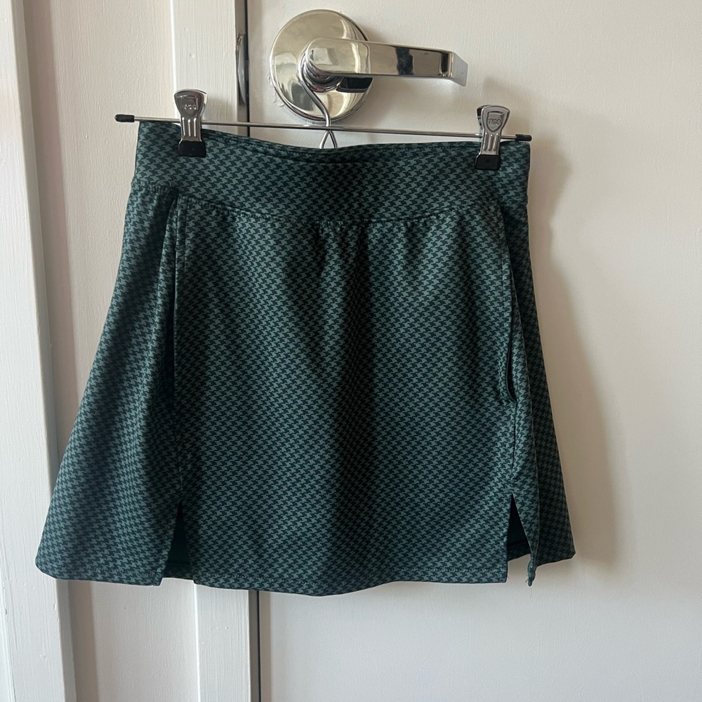 All in Motion Dark Green Checkered Mini Skort